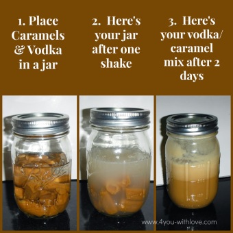 salted caramel vodka in jars